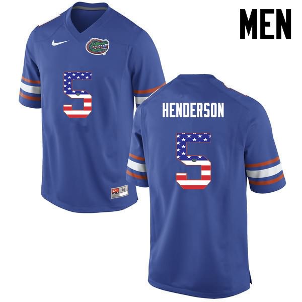 NCAA Florida Gators CJ Henderson Men's #5 USA Flag Fashion Nike Blue Stitched Authentic College Football Jersey RDP5764YB